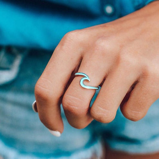 Pura Vida : Enamel Wave Ring - Silver - Pura Vida : Enamel Wave Ring - Silver