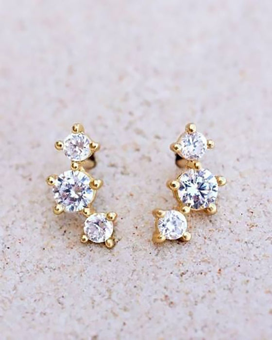 Pura Vida : Estrella Gemstone Stud Earrings in Gold - Pura Vida : Estrella Gemstone Stud Earrings in Gold