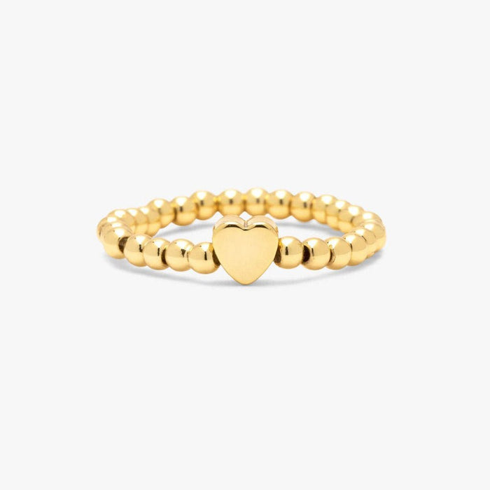 Pura Vida : Gold Heart Bead Stretch Ring - Pura Vida : Gold Heart Bead Stretch Ring