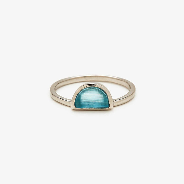 Pura Vida : Half Moon Gemstone Ring - Silver - Pura Vida : Half Moon Gemstone Ring - Silver