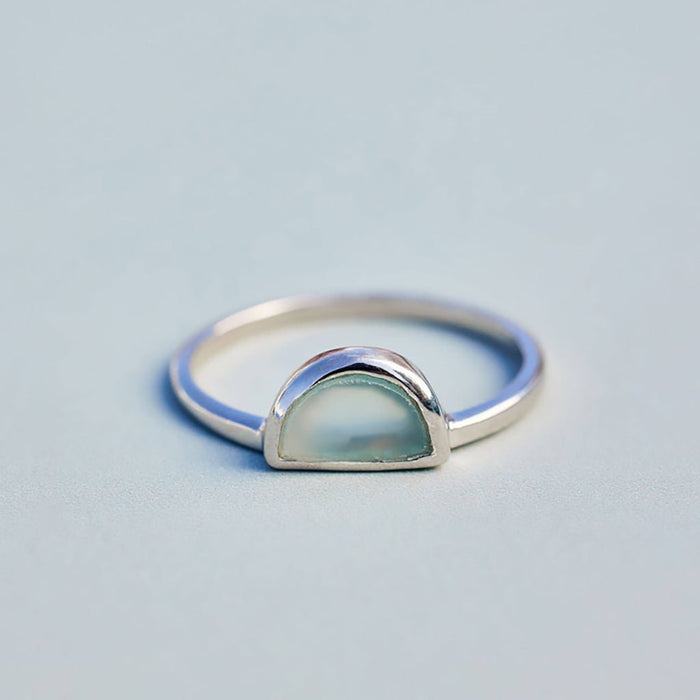 Pura Vida : Half Moon Gemstone Ring - Silver - Pura Vida : Half Moon Gemstone Ring - Silver