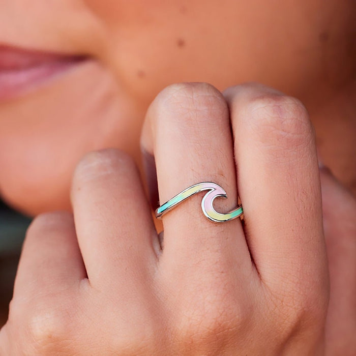 Pura Vida : Tie - Dye Wave Ring - Silver - Pura Vida : Tie - Dye Wave Ring - Silver