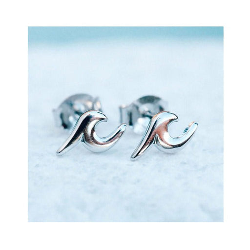 Pura Vida : Wave Stud Earring - Silver - Pura Vida : Wave Stud Earring - Silver