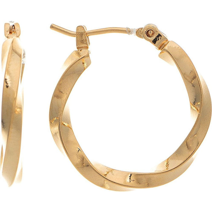 Rain : Gold 14k Plated Hypoallergenic Twisty Wire .75" Hoop Earrings - Rain : Gold 14k Plated Hypoallergenic Twisty Wire .75" Hoop Earrings