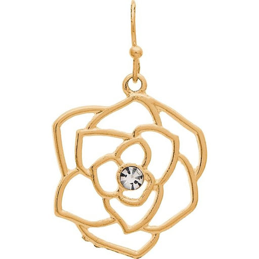 Rain : Gold Center Crystal Rose Cutout Earring - Rain : Gold Center Crystal Rose Cutout Earring