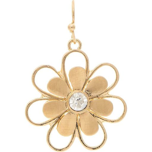 Rain : Gold Crystal Bloom Flower Earring - Rain : Gold Crystal Bloom Flower Earring