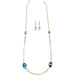 Rain : Gold Fresh Water Pearl Black Onyx Long Necklace Set - Rain : Gold Fresh Water Pearl Black Onyx Long Necklace Set