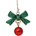 Rain : Gold Green Bow Red Bell Xmas Earrings - Rain : Gold Green Bow Red Bell Xmas Earrings