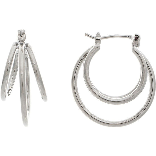 Rain : Silver 14k Plated Hypoallergenic 3 Wire .75" Hoop Earring - Rain : Silver 14k Plated Hypoallergenic 3 Wire .75" Hoop Earring