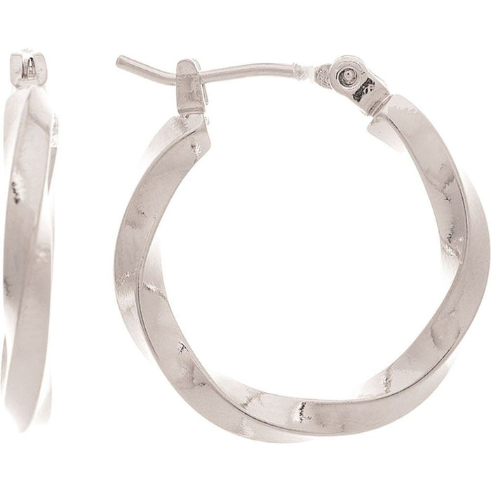 Rain : Silver 14k Plated Hypoallergenic Twisty Wire .75" Hoop Earrings - Rain : Silver 14k Plated Hypoallergenic Twisty Wire .75" Hoop Earrings