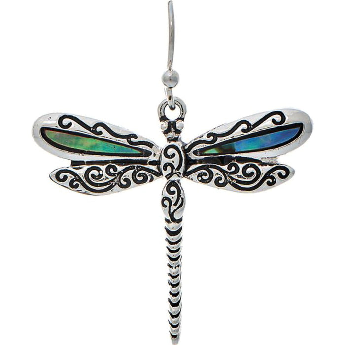 Rain : Silver Abalone Inlay Dragonfly Earring - Rain : Silver Abalone Inlay Dragonfly Earring