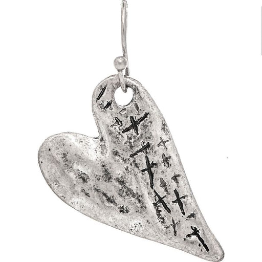 Rain : Silver Artisan Engraved Heart Earring - Rain : Silver Artisan Engraved Heart Earring