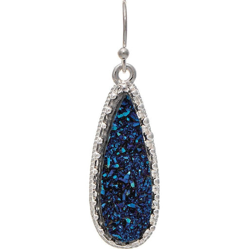 Rain : Silver Blue Druzy Teardrop Earring - Rain : Silver Blue Druzy Teardrop Earring