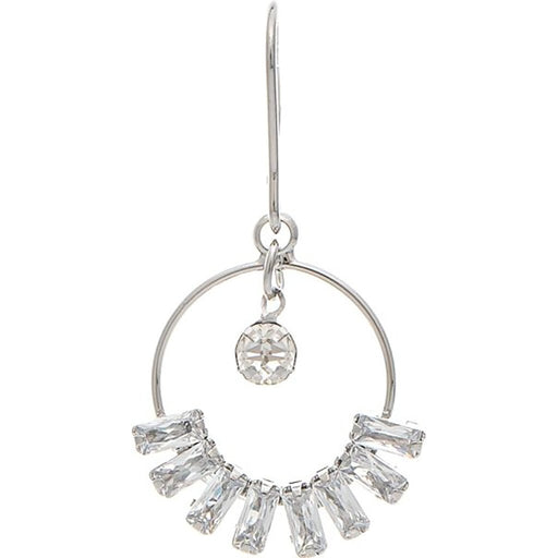 Rain : Silver Cubic Zirconia Crystal Edge Circle Earring - Rain : Silver Cubic Zirconia Crystal Edge Circle Earring