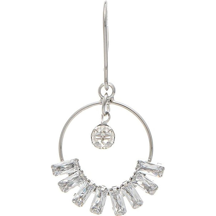 Rain : Silver Cubic Zirconia Crystal Edge Circle Earring - Rain : Silver Cubic Zirconia Crystal Edge Circle Earring