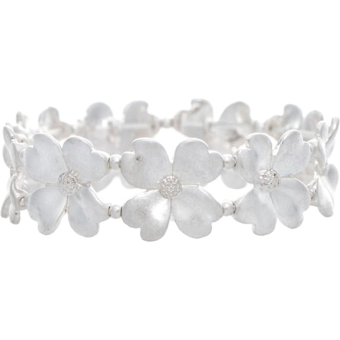 Rain : Silver Four Petal Flower Bracelet - Rain : Silver Four Petal Flower Bracelet