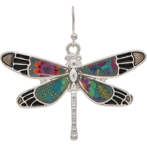 Rain : Silver Multicolor Enamel Dragonfly Earring - Rain : Silver Multicolor Enamel Dragonfly Earring