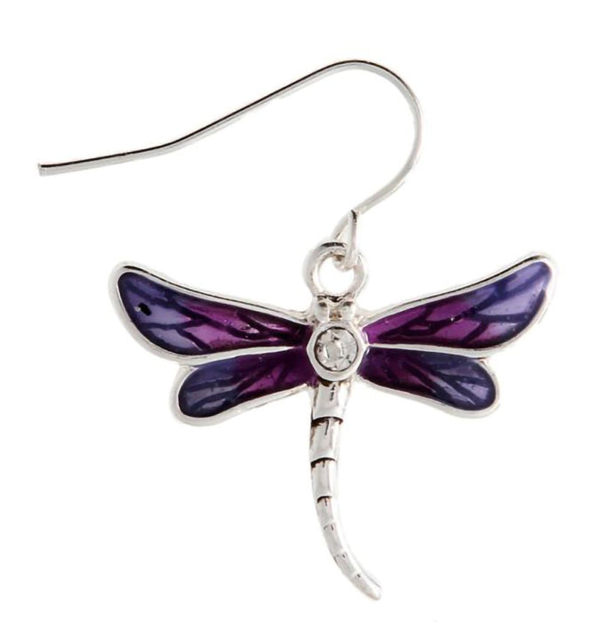 Rain : Silver Purple Dragonfly Earring - Rain : Silver Purple Dragonfly Earring