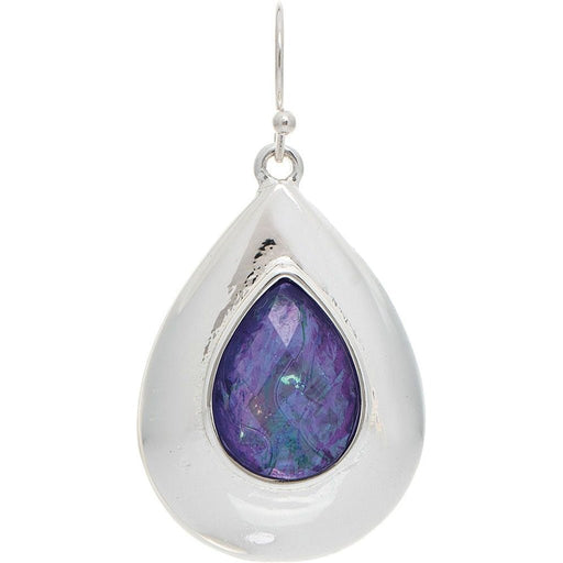 Rain : Silver Purple Glow Center Teardrop Earrings - Rain : Silver Purple Glow Center Teardrop Earrings