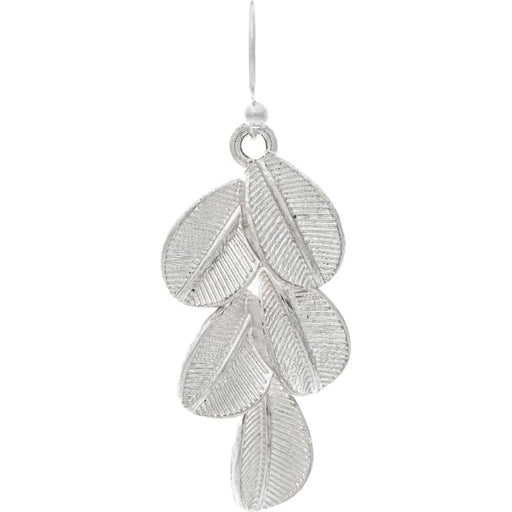 Rain : Silver Textured Layered Leaves Earring - Rain : Silver Textured Layered Leaves Earring