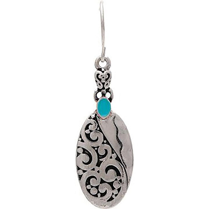 Rain : Silver Turquoise Etched Filigree Earrings - Rain : Silver Turquoise Etched Filigree Earrings - Annies Hallmark and Gretchens Hallmark, Sister Stores