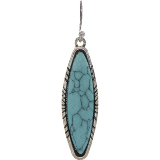 Rain : Silver Turquoise Southwest Look Ellipse Earring - Rain : Silver Turquoise Southwest Look Ellipse Earring