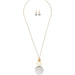 Rain : Two Tone Circle Disc Long Chain Necklace Set - Rain : Two Tone Circle Disc Long Chain Necklace Set