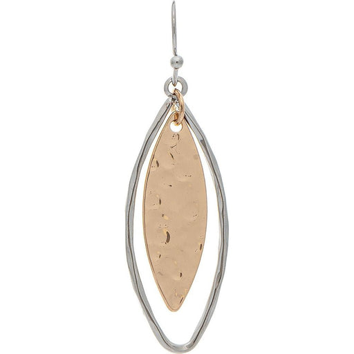 Rain : Two Tone Gold Inset Ellipse Earrings - Rain : Two Tone Gold Inset Ellipse Earrings