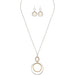 Rain : Two Tone Link Circles Long Chain Necklace Set - Rain : Two Tone Link Circles Long Chain Necklace Set