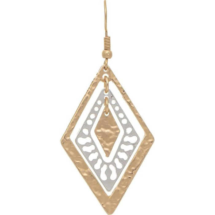 Rain : Two Tone Triple Layer Pointy Ellipse Earrings - Rain : Two Tone Triple Layer Pointy Ellipse Earrings