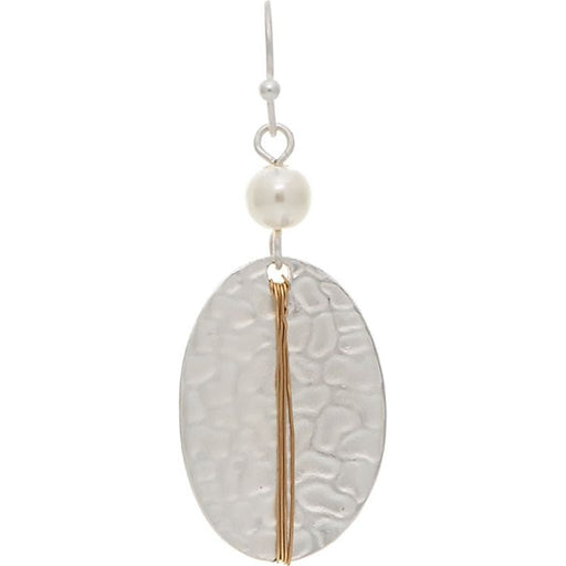 Rain : Two Tone Wrapped Oval Pearl Top Earrings - Rain : Two Tone Wrapped Oval Pearl Top Earrings