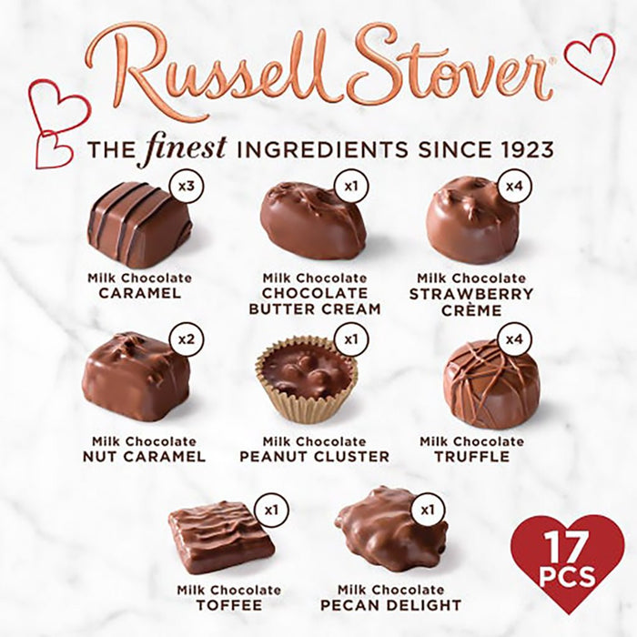 Russell Stover : Assorted Milk Chocolates Red Foil Heart, 10 oz. - Russell Stover : Assorted Milk Chocolates Red Foil Heart, 10 oz.