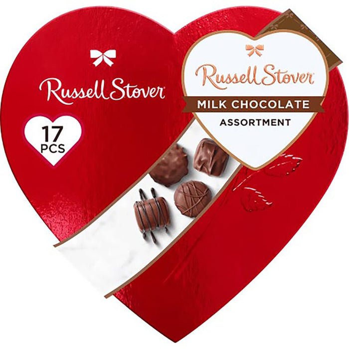 Russell Stover : Assorted Milk Chocolates Red Foil Heart, 10 oz. - Russell Stover : Assorted Milk Chocolates Red Foil Heart, 10 oz.
