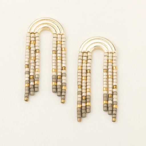Scout Curated Wears : Chromacolor Miyuki Rainbow Fringe Earring - Pewter Multi/Gold - Scout Curated Wears : Chromacolor Miyuki Rainbow Fringe Earring - Pewter Multi/Gold