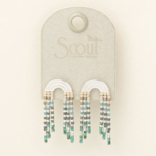 Scout Curated Wears : Chromacolor Miyuki Rainbow Fringe Earring - Turquoise Multi/Silver - Scout Curated Wears : Chromacolor Miyuki Rainbow Fringe Earring - Turquoise Multi/Silver