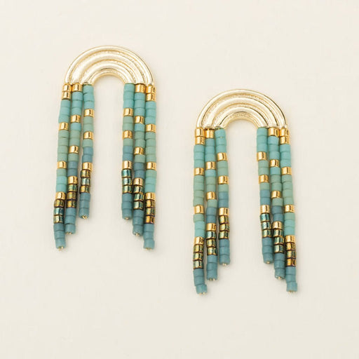 Scout Curated Wears : Chromacolor Miyuki Rainbow Fringe Earring - Turquoise/Mint/Gold - Scout Curated Wears : Chromacolor Miyuki Rainbow Fringe Earring - Turquoise/Mint/Gold