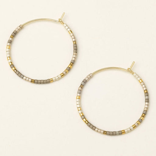 Scout Curated Wears : Chromacolor Miyuki Small Hoop - Pewter Multi/Gold - Scout Curated Wears : Chromacolor Miyuki Small Hoop - Pewter Multi/Gold