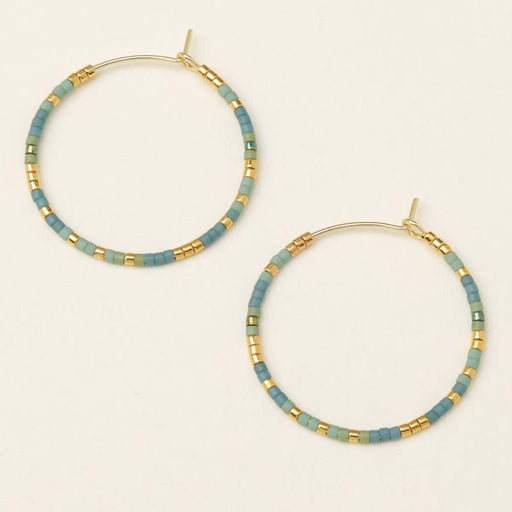 Scout Curated Wears : Chromacolor Miyuki Small Hoop - Turquoise Mint/Gold - Scout Curated Wears : Chromacolor Miyuki Small Hoop - Turquoise Mint/Gold