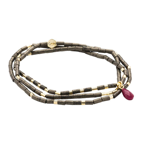 Scout Curated Wears : Teardrop Stone Wrap - Pyrite/Fuchsia/Gold - Stone of Positive Energy - Scout Curated Wears : Teardrop Stone Wrap - Pyrite/Fuchsia/Gold - Stone of Positive Energy