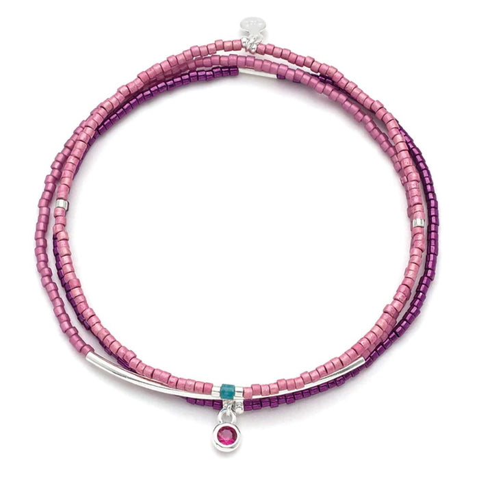 Scout Curated Wears : Tonal Chromacolor Miyuki Bracelet Trio - Fuchsia/Silver - Scout Curated Wears : Tonal Chromacolor Miyuki Bracelet Trio - Fuchsia/Silver