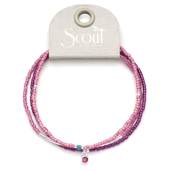 Scout Curated Wears : Tonal Chromacolor Miyuki Bracelet Trio - Fuchsia/Silver - Scout Curated Wears : Tonal Chromacolor Miyuki Bracelet Trio - Fuchsia/Silver