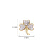 Shanore : 14KT Gold Vermeil Stud Shamrock Earrings with White Cubic Zirconias - Shanore : 14KT Gold Vermeil Stud Shamrock Earrings with White Cubic Zirconias