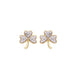 Shanore : 14KT Gold Vermeil Stud Shamrock Earrings with White Cubic Zirconias - Shanore : 14KT Gold Vermeil Stud Shamrock Earrings with White Cubic Zirconias