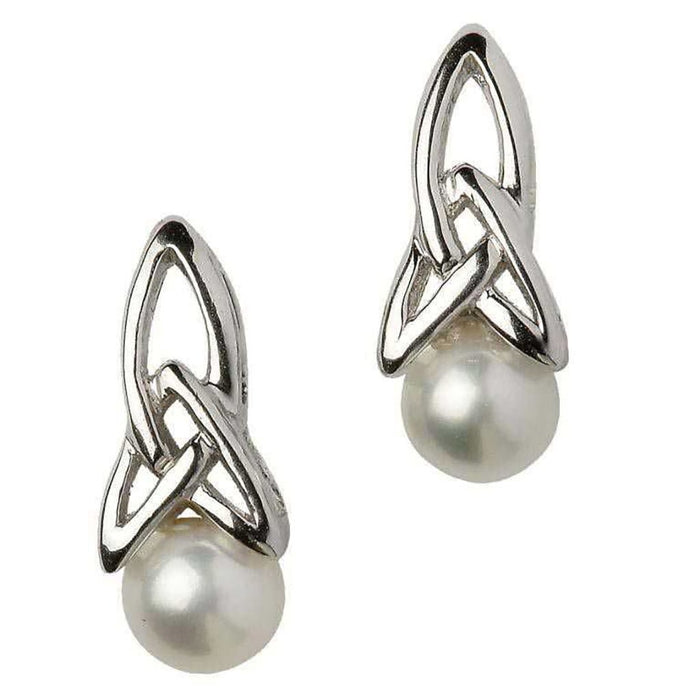 Shanore : Celtic Silver Pearl Earrings - Shanore : Celtic Silver Pearl Earrings