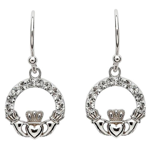 Shanore : Claddagh Earrings Adorned With Crystals - Shanore : Claddagh Earrings Adorned With Crystals