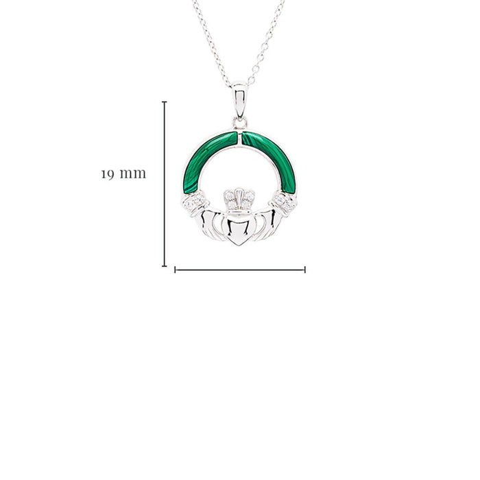 Shanore : Green Malachite Sterling Silver Claddagh Pendant - Shanore : Green Malachite Sterling Silver Claddagh Pendant