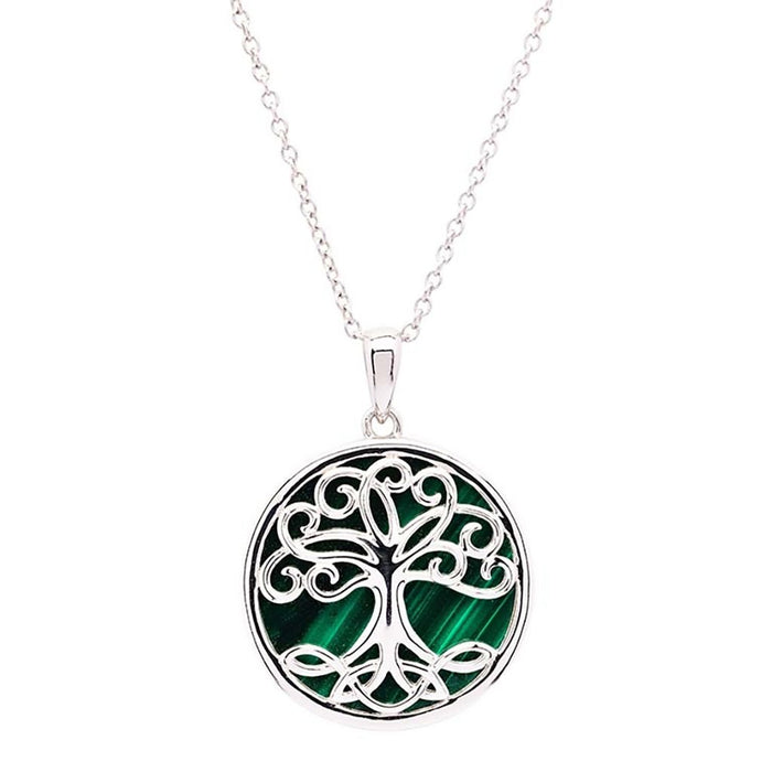 Shanore : Green Malachite Sterling Silver Tree of Life Pendant - Shanore : Green Malachite Sterling Silver Tree of Life Pendant