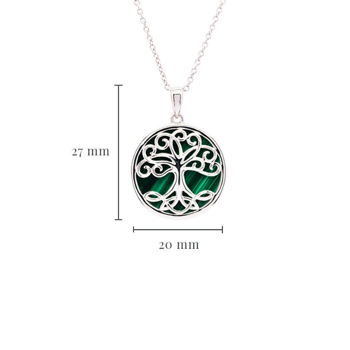 Shanore : Green Malachite Sterling Silver Tree of Life Pendant - Shanore : Green Malachite Sterling Silver Tree of Life Pendant