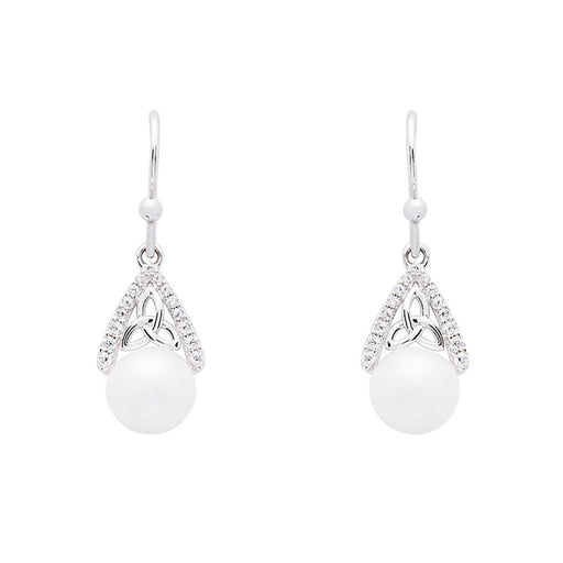 Shanore : Intricate Trinity Knot Pearl Earrings - Shanore : Intricate Trinity Knot Pearl Earrings