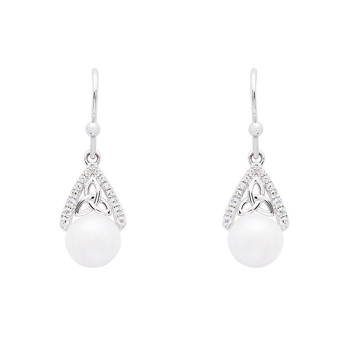 Shanore : Intricate Trinity Knot Pearl Earrings - Shanore : Intricate Trinity Knot Pearl Earrings